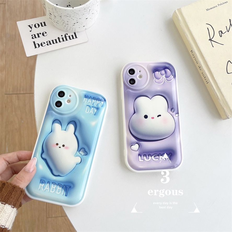 3D VisionỐp Điện Thoại Mềm In Hoạt Hình Thỏ Cho iPhone 14 13 12 11 Pro Max SE2020 X XR Xs Max 7 8 Plus