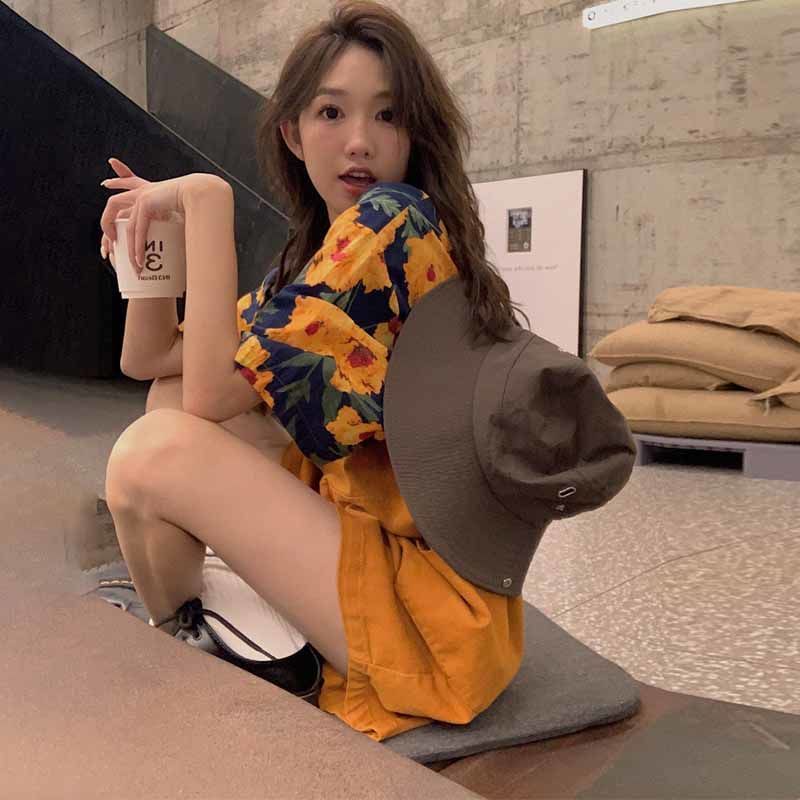 Bộ Áo Sơ Mi + Quần Yếm Ngắn Lưng Cao Dáng Rộng Thời Trang Mùa Hè Hàng Mới Dành Cho Bạn Nữ | BigBuy360 - bigbuy360.vn