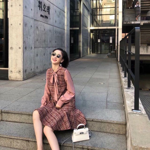 ORDER - Váy dạ tweed hồng baby siêu xinh - Quảng Châu