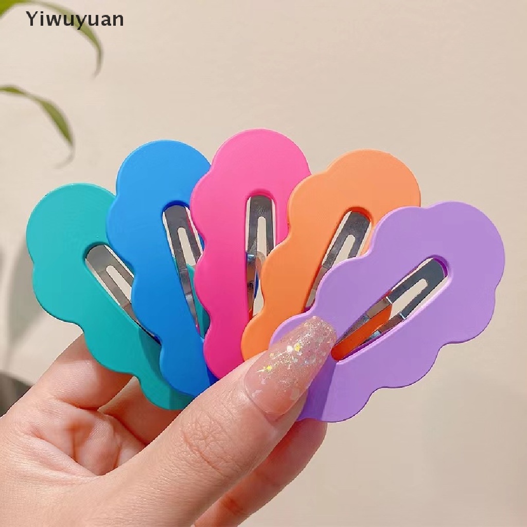< Yiwuyuan > Set 5 Kẹp Tóc Gợn Sóng Màu Kẹo Ngọt Ngào Thời Trang Kpop Cho Nữ