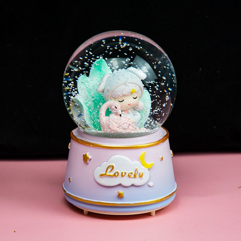 FREESHIP -  Quả cầu pha lê tuyết phát nhạc có đèn phát sáng tặng kèm pin tiện ích