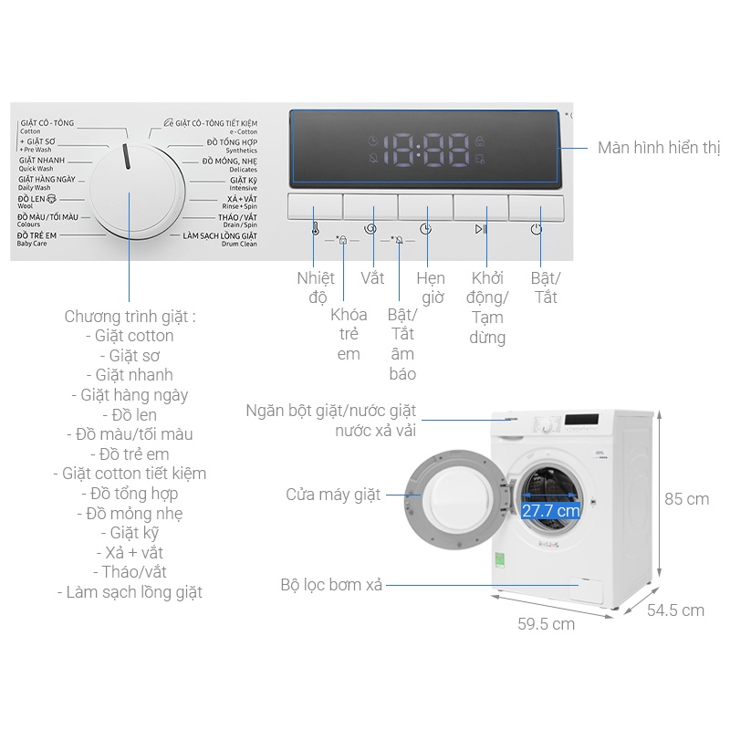 Máy giặt Samsung Inverter 9 kg WW90T3040WW/SV - Hàng chính hãng