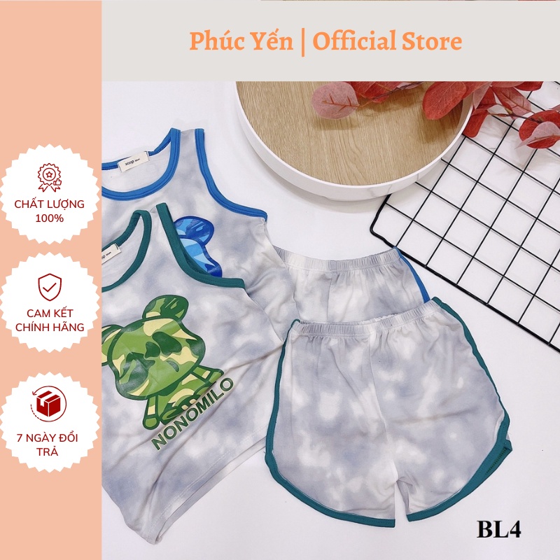 Đồ bộ Bộ ba lỗ cotton lụa XOOP in họa tiết Gấu dễ thương cho bé (10-20kg) BL4  Shop Phúc Yến