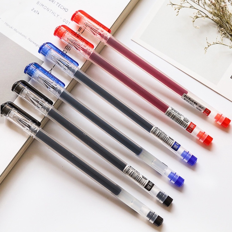 Bút Mực Gel Ngòi 0.38mm Thay Thế Màu Đỏ / Đen Thông Dụng Đa Năng Cho Học Sinh
