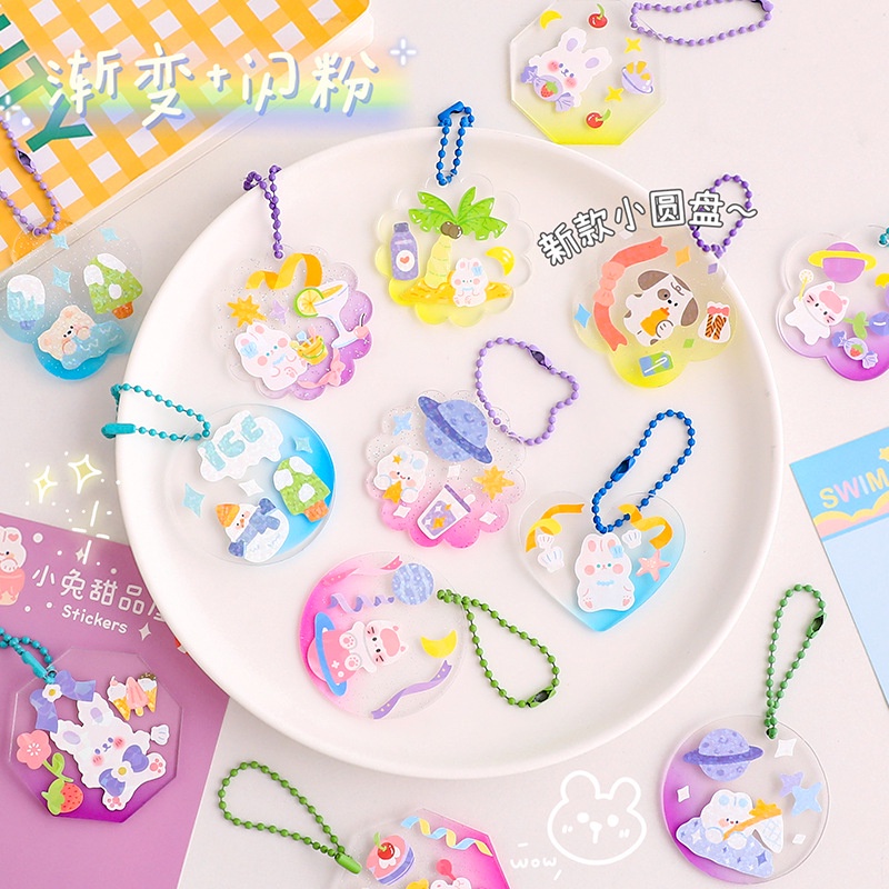 Miếng Dán Acrylic Trong Suốt Màu Gradient Trang Trí Móc Khóa / Thẻ Cuckoo