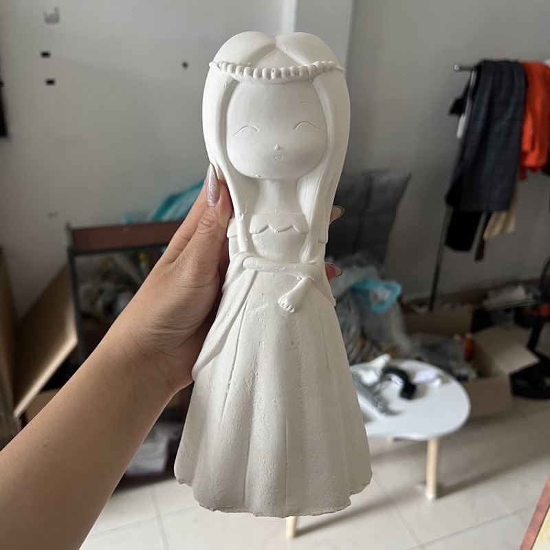 Tô Tượng Thạch Cao Màng Công Chúa Size Đại 18-24cm Kèm Màu Cọ Khay Pha Màu Tượng Thạch Cao Gấu Pooh