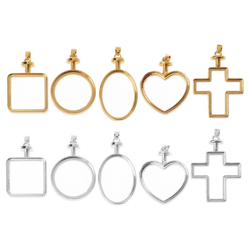 San * Mặt Dây Chuyền Hình Học Khung Kim Loại Mặt Hoa Khô Màu Vàng / Bạc Bằng Resin UV Cài Đặt