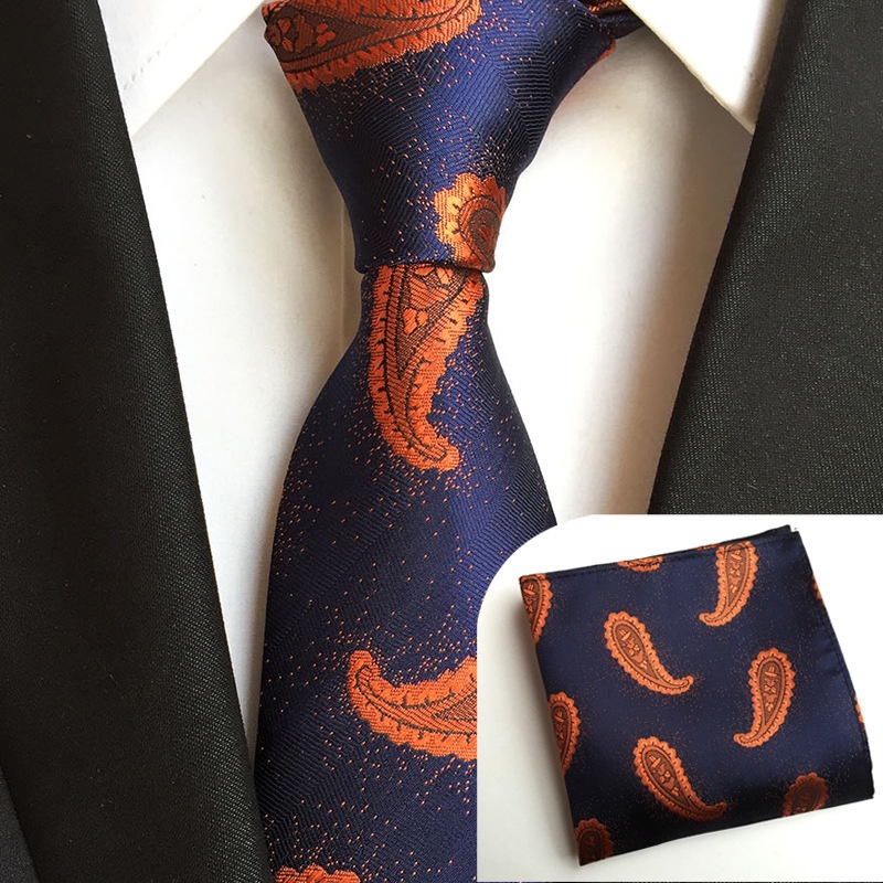 Cà vạt + khăn tay EFAN bằng lụa dệt hoa văn nhiều họa tiết thời trang cho nam