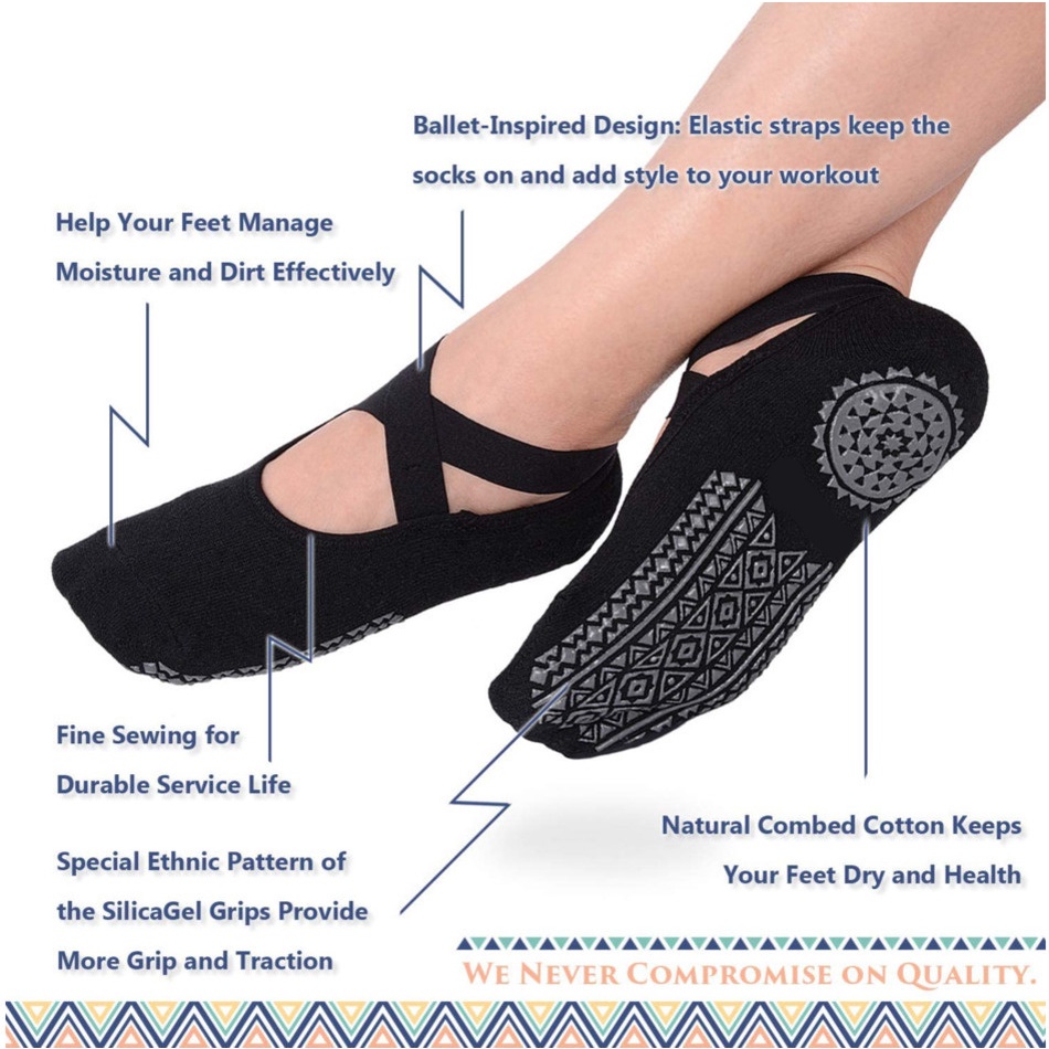 Set 3 Đôi Vớ Chống Trượt Nhanh Khô Dành Cho Nữ Tập Múa Ballet