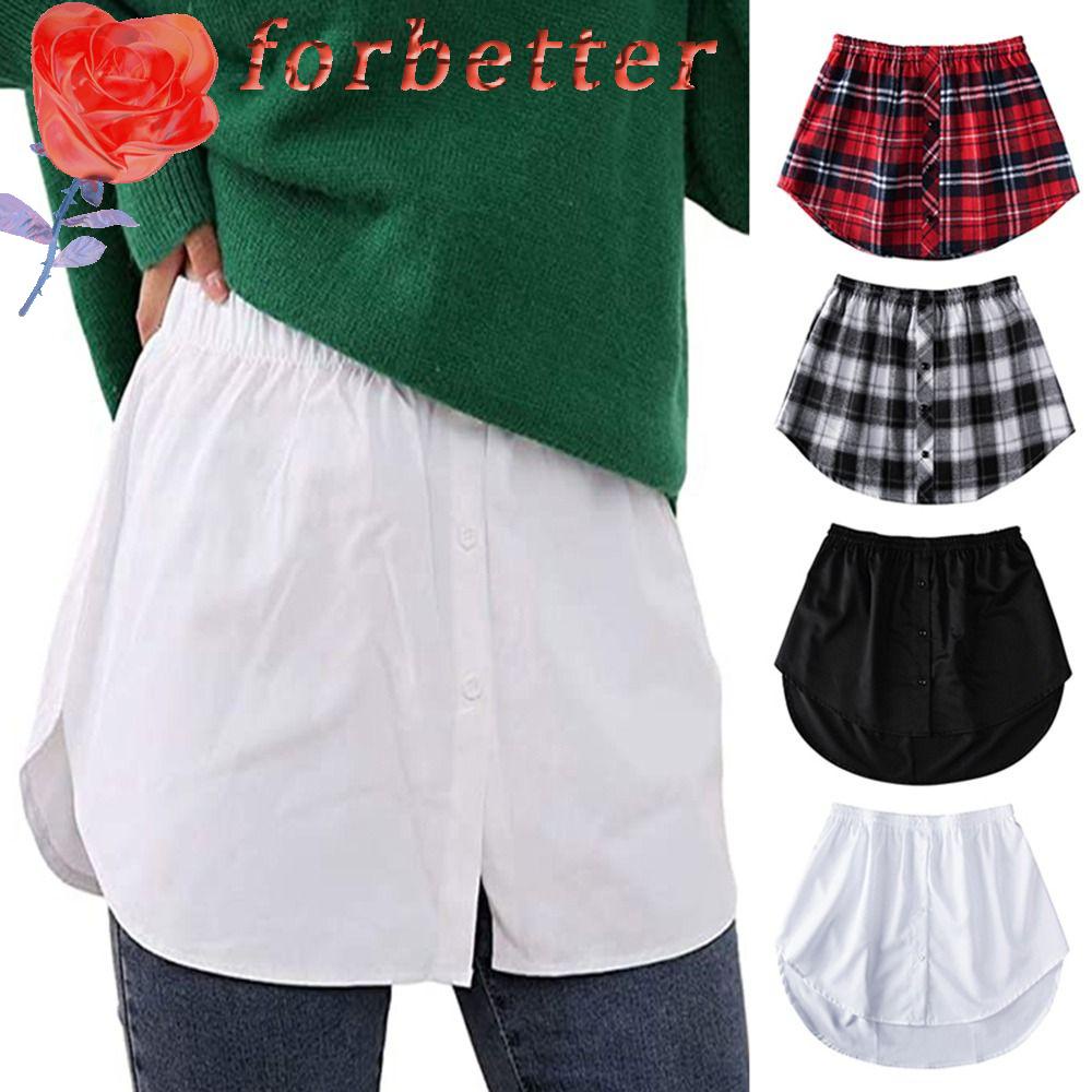Forbetter Áo Sơ Mi Cotton Co Giãn Phối Nút Màu Trơn Họa Tiết Kẻ Sọc Trang Trí Áo Sweater Giả Đuôi Cá