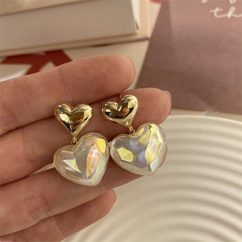 Bông Tai Hình Trái Tim Đính Ngọc Trai Thanh Lịch Dành Cho Nữ