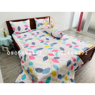 Sét chăn ga gối 100% coton có chăn chần gòn kèm theo.