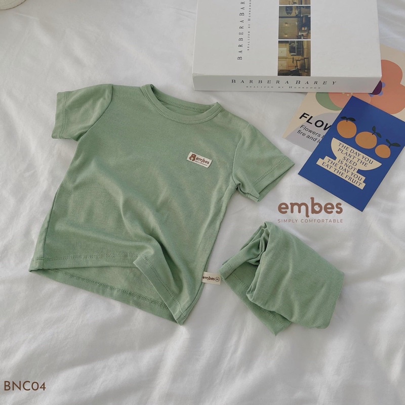 Embes Bộ quần áo cộc tay cho bé trai , bé gái, đồ hè cho bé trai cotton mềm mại mặc nhà cho bé 7kg đến 18kg