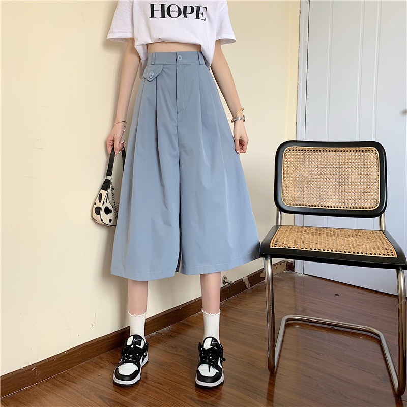 Quần Dài Ống Rộng Màu Trơn Thời Trang Mùa Hè Mới Cho Nữ