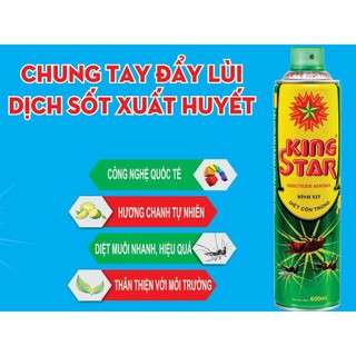 Bình xịt muỗi King Star chai 600ml hương chanh - hạ gục tiêu diệt nhanh côn trùng, kiến, gián