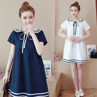 Váy bầu đầm bầu thiết kế cổ viền tròn
