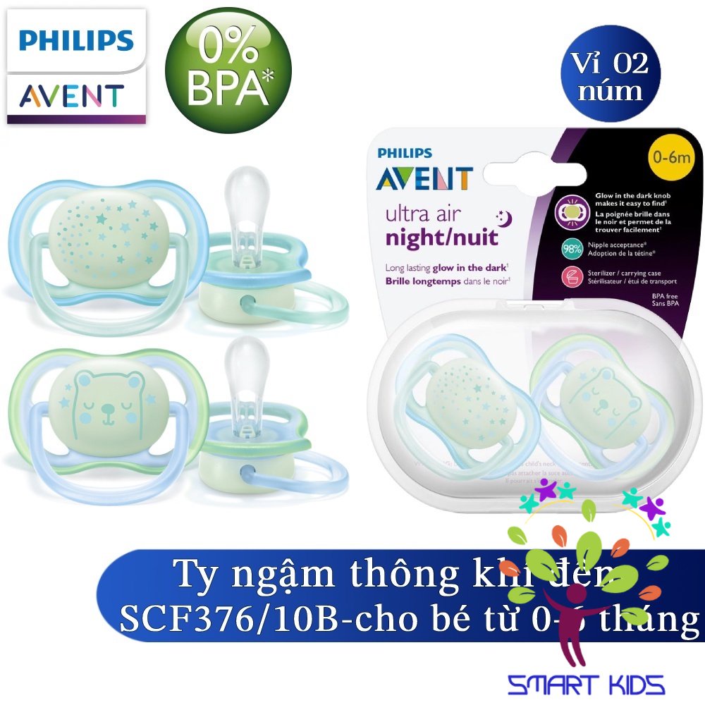 Ty Ngậm Thông Khí Philips Avent Ultra Air Ban Đêm Phát Sáng SCF376/21 (6 -18 tháng)