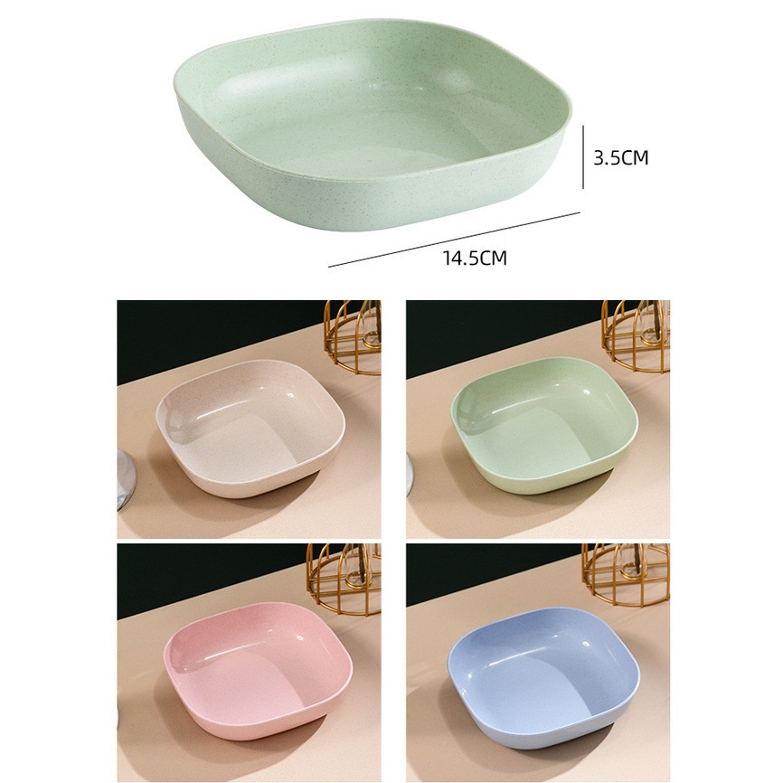 Set Đĩa Lúa Mạch Vuông 8 Món Nông Sâu Đựng Đồ Ăn Hoa Quả Tiện Lợi