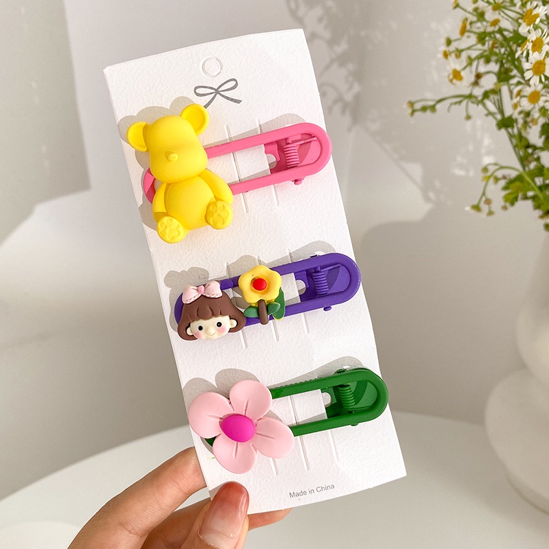 Bộ 3 Kẹp Tóc Hình Thú Hoạt Hình Dễ Thương Cho Bé Gái