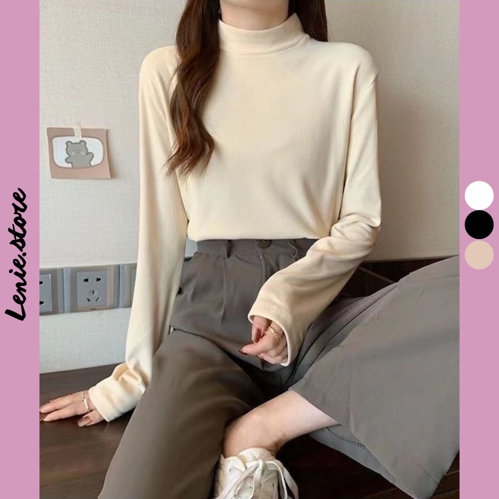 Áo giữ nhiệt nữ dài tay MADELA cổ cao co giãn 4 chiều, áo thun giữ nhiệt dày dặn cổ cao