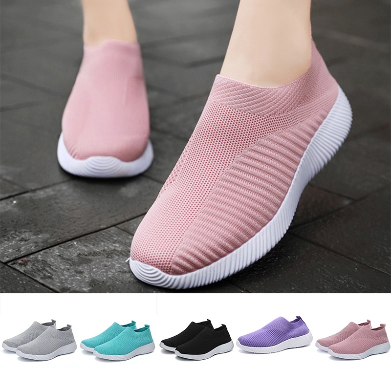 Giày Thể Thao Chạy Bộ Vải Lưới Thoáng Khí Màu Trơn Thời Trang Cho Nữ