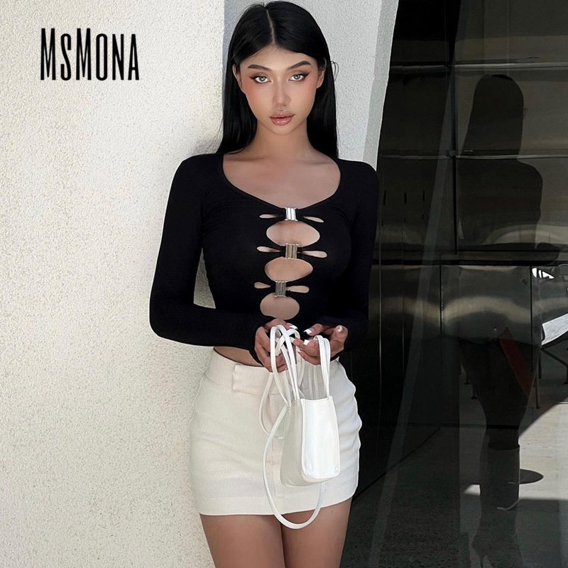 Áo Thun Tay Dài Cổ Tròn Màu Trơn Dáng Ôm Thời Trang 2023 Cho Nữ