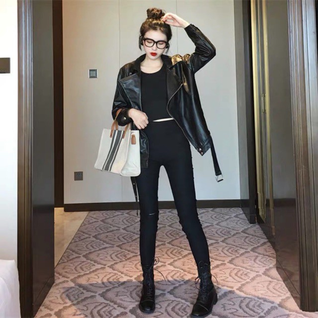 (Order) Áo khoác da nữ basic cá tính Ulzzang