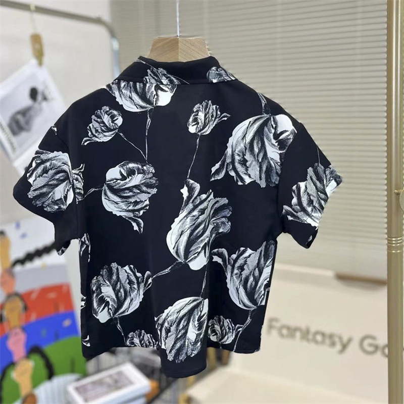 Áo Sơ Mi Tay Ngắn In Họa Tiết Phong Cách Retro Cho Bé Trai