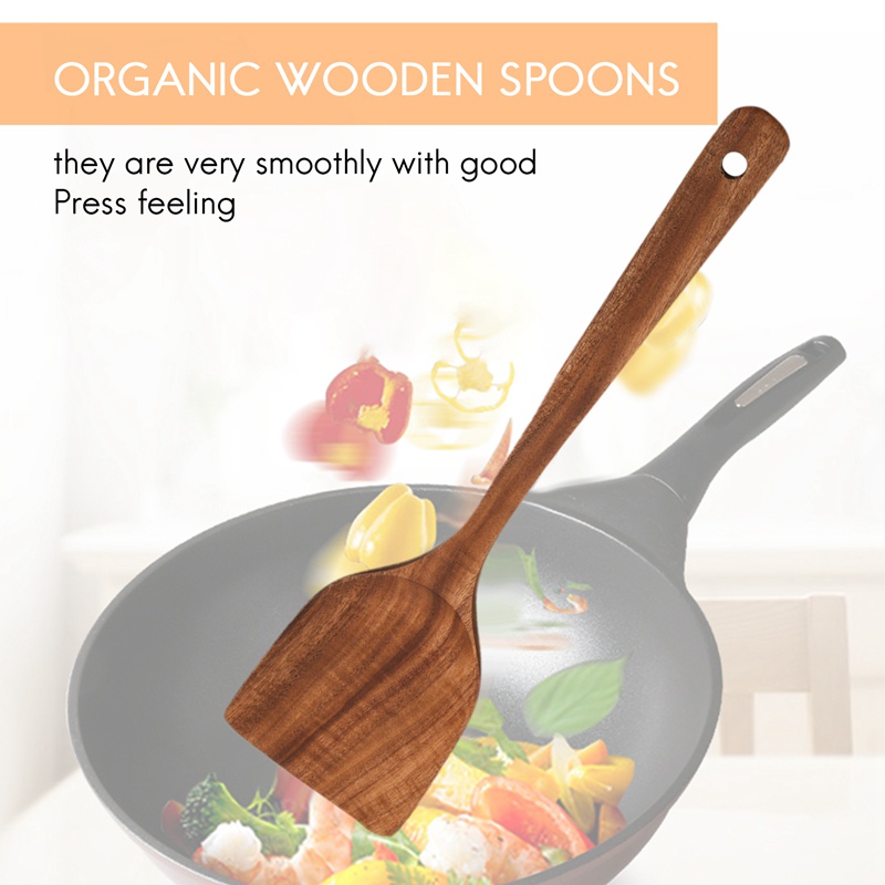 Bộ 5 Muỗng Gỗ Không Dính Có Thể Tái Sử Dụng Cho Nhà Bếp