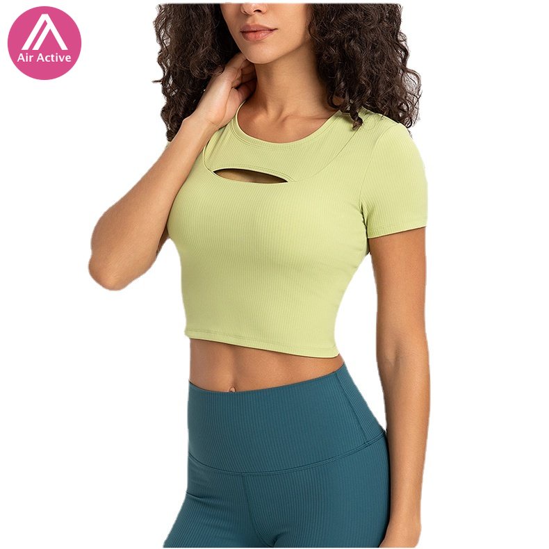 Áo Croptop Thể Thao Tay Ngắn Có Mút Đệm