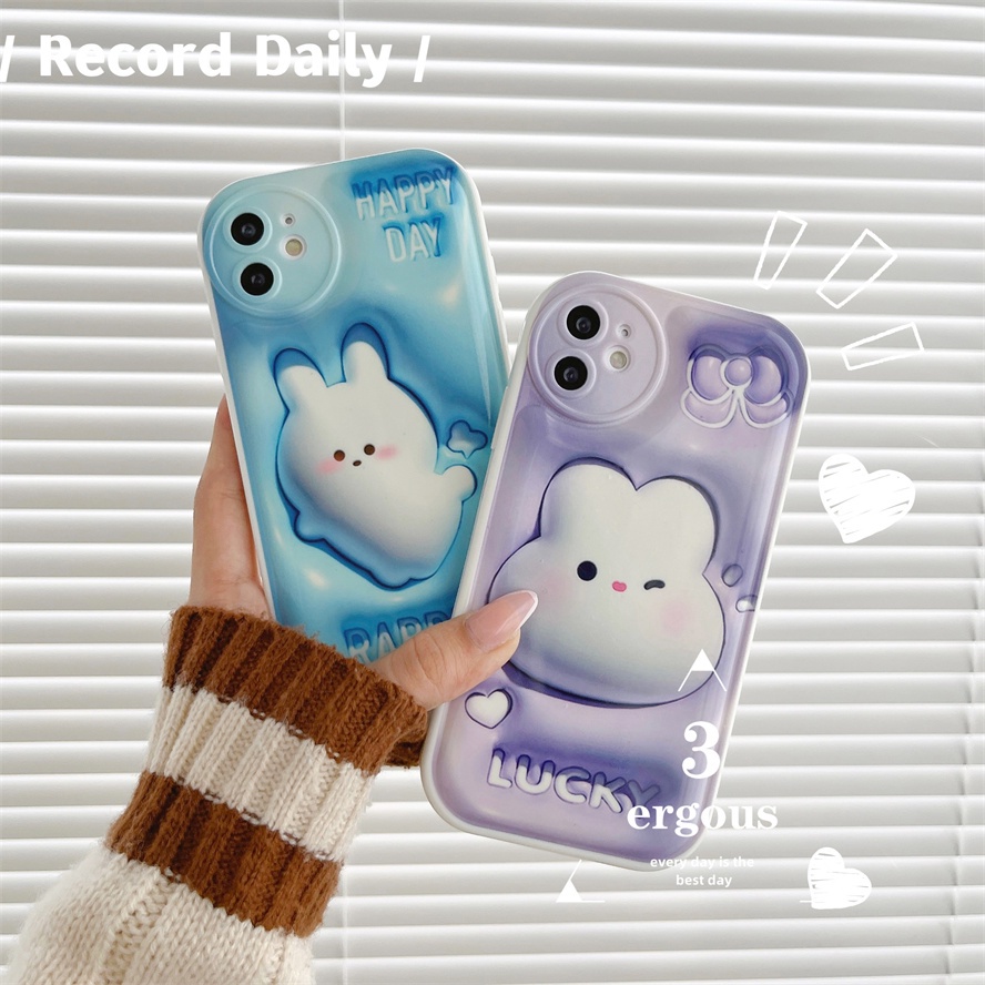 3D VisionỐp Điện Thoại Mềm In Hoạt Hình Thỏ Cho iPhone 14 13 12 11 Pro Max SE2020 X XR Xs Max 7 8 Plus