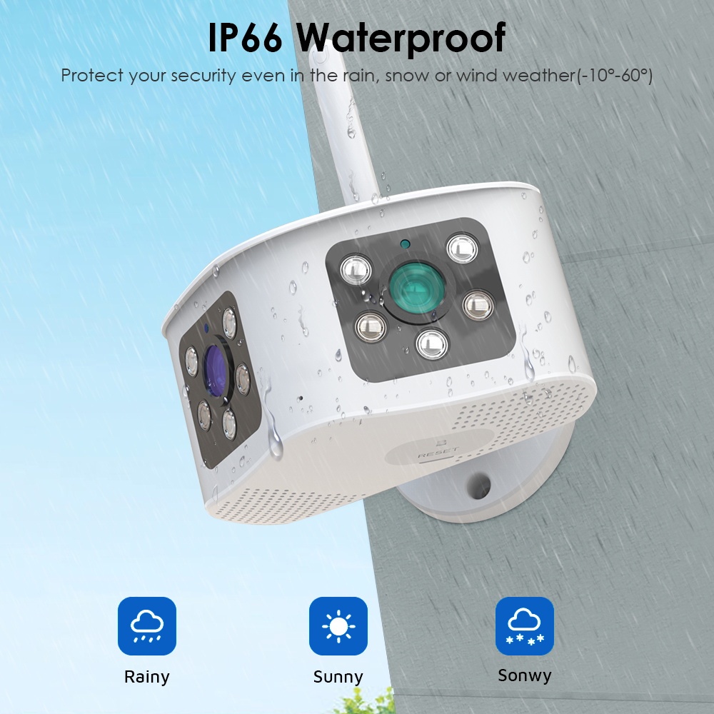 LLSEE Camera 2 mắt wifi không dây ngoài trời 4K/góc rộng 8.0mpx ultra HD tiêu chuẩn 180 độ/có màu ban đêm/gọi hai chiều