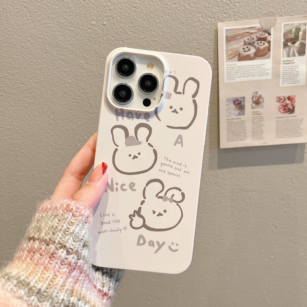 Ốp Điện Thoại Silicon Họa Tiết Hoạt Hình Chú Thỏ Dễ Thương Kèm Giá Đỡ Cho iPhone11 14promax 13