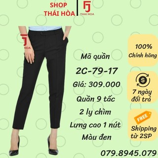 Quần tây Thái Hòa 9 tấc lưng cao 2 ly màu đen 2-79