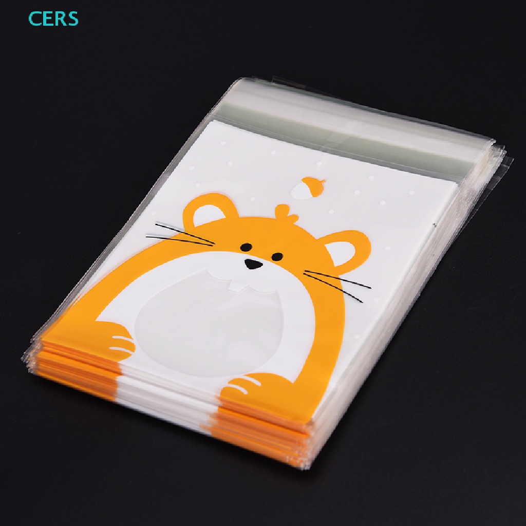 Set 100 Túi Đựng Bánh Kẹo Tự Dính Hình Động Vật Dễ Thương