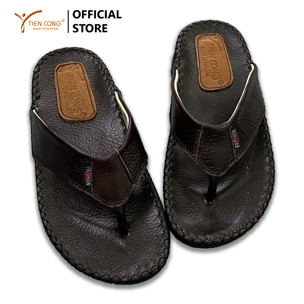 Dép xỏ ngón nam TIẾN CÔNG da bò may đế fashion chắc bền TCF1158