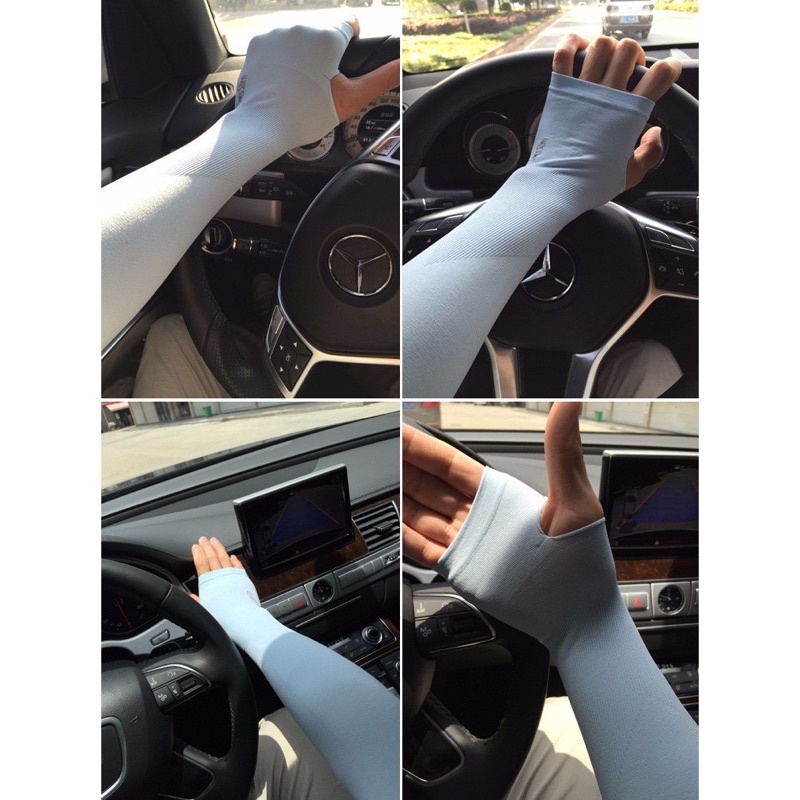 Găng tay chống nắng xỏ ngón, bao tay che nắng lái xe ô tô cho nam nữ đi phượt ngăn UV, phụ kiện xe hơi ô tô ChiChi