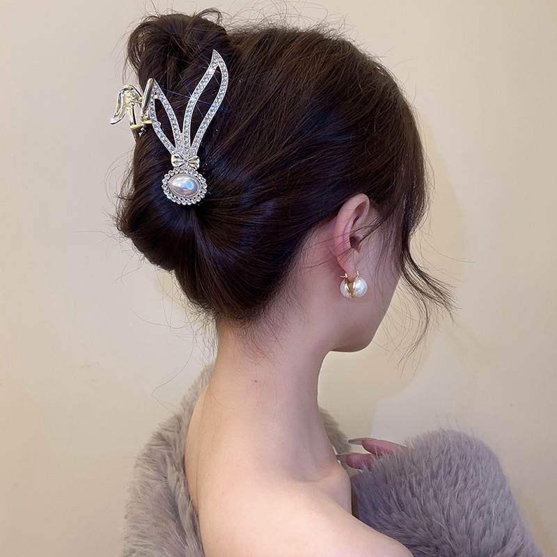 Kẹp Tóc Hình Thỏ Đính Đá Tua Rua Thời Trang Sang Trọng Cho Nữ