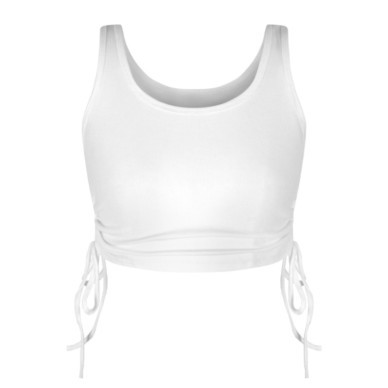 Áo Crop Top Không Tay Có Gân Và Dây Rút Ở Cổ ONERI Dành Cho Nữ