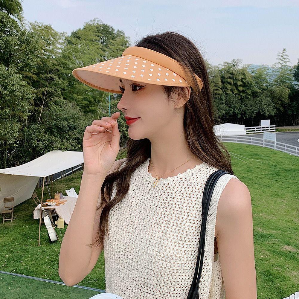 LOMBARD Mũ Lưỡi Trai Hở Chóp Chống Tia UV Họa Tiết Chấm Bi Thời Trang Cho Nữ