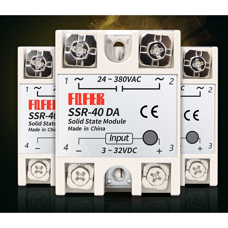 Rơ le công nghiệp SSR-40DA bán dẫn từ điện áp DC đến điện áp AC với dòng điện 40A, Rơ-le 380VAC relay fofer ssr-40da