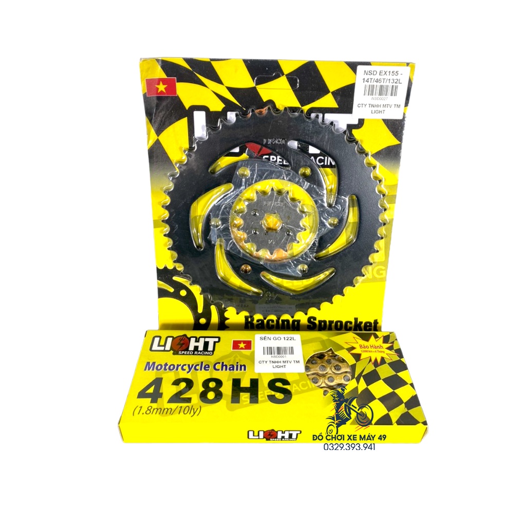 (Siêu Rẻ ) Nhông Sên Đĩa Light Speed Đủ Size Cho Sirius, Exciter 135, Exciter 150, Exciter 155, Winner, Sonic, Satria