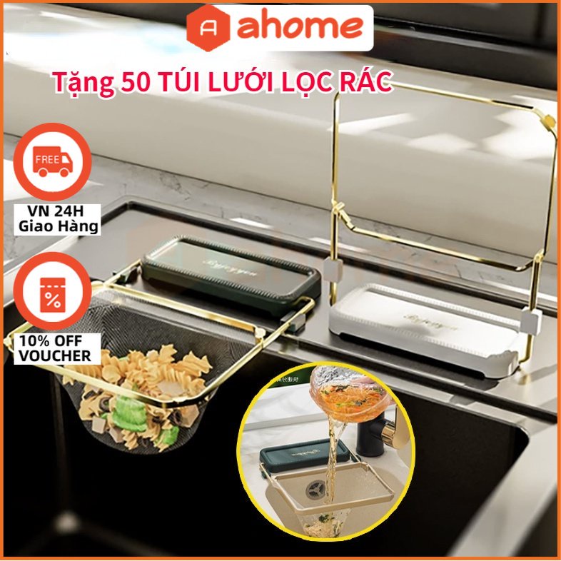 (Tặng 50 TÚI LƯỚI LỌC RÁC) Giá treo túi lọc rác bồn rửa bát tích hợp để đồ rửa chén ngăn tắc nghẽn, không ghê tay