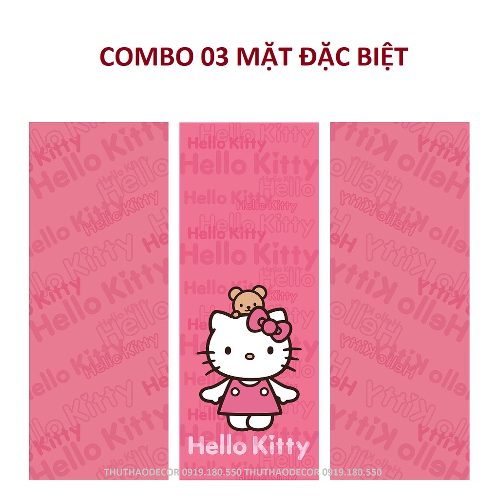 Combo 3 tấm HELLO KITTY (MỚI) Mặt trước và 2 mặt bên khác nhau - Decal dán tủ lạnh