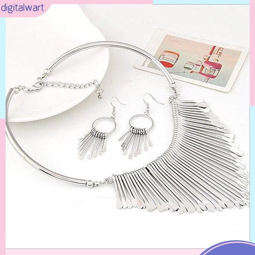 Bộ Trang Sức Gồm Dây Chuyền / Bông Tai / Vòng Cổ Tua Rua Thời Trang Cho Nữ