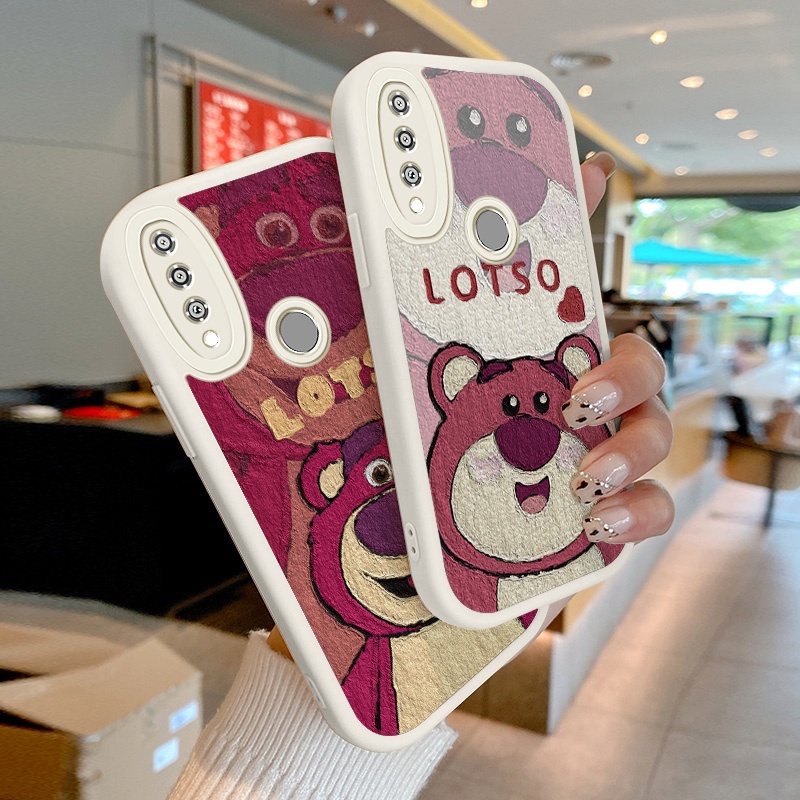 Ốp Điện Thoại Da PU Hình Gấu Dâu Tây Cho Huawei P30 Lite P30 Lite New Edition Nova 4E
