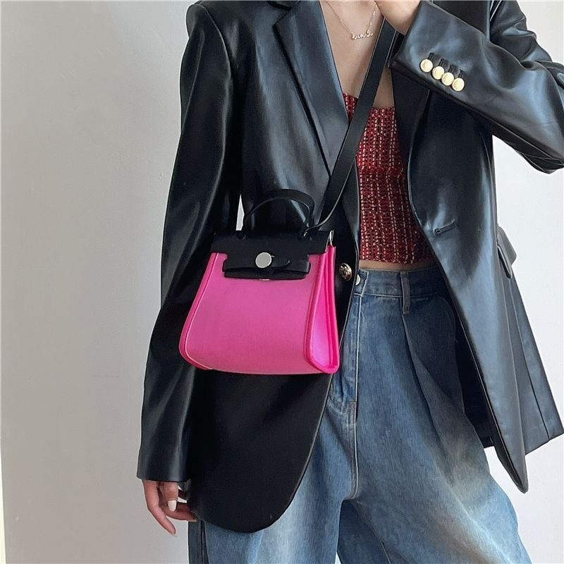 Túi Xách Canvas Phối Màu Tương Phản Thời Trang Cho Nữ