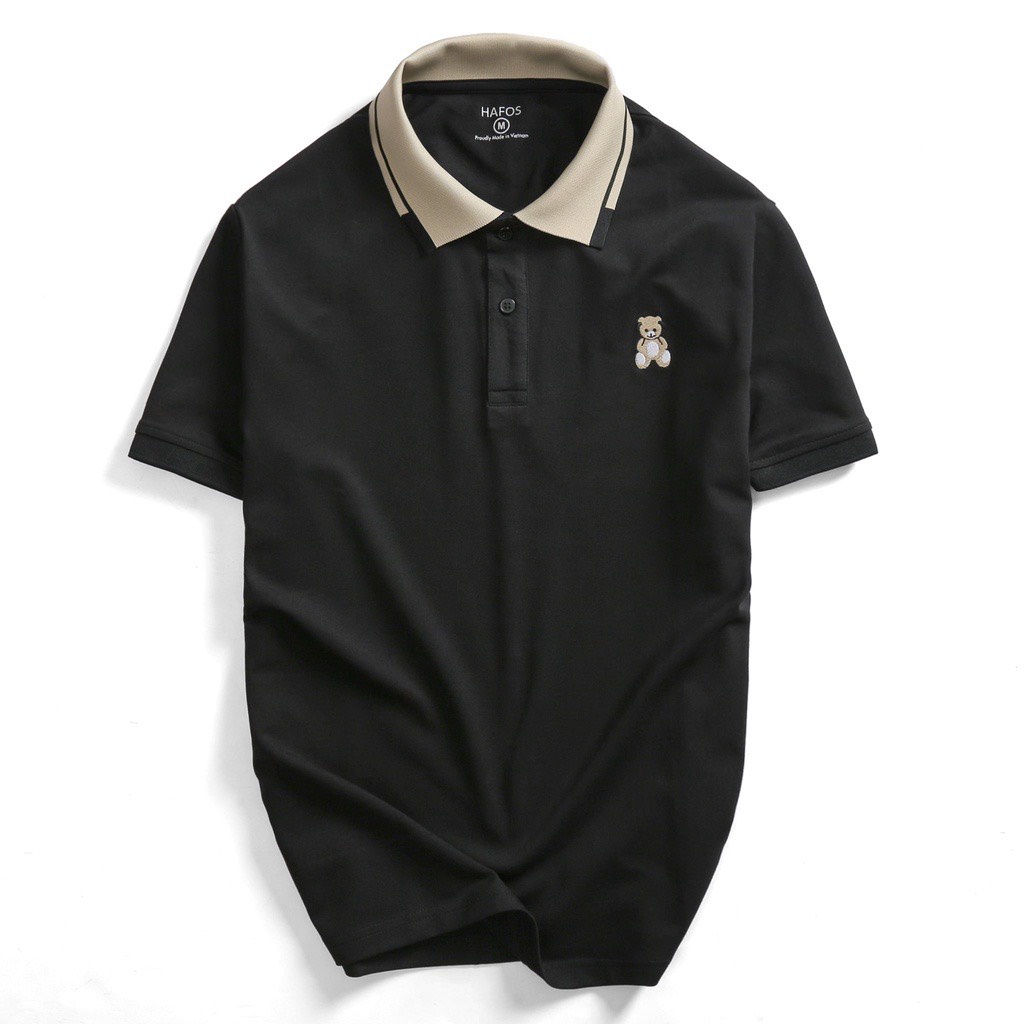Áo thun nam cổ bẻ cộc tay thêu gấu, áo polo nam chất liệu vải cá sấu Cotton mềm mịn chuẩn form - PARADO.STORE