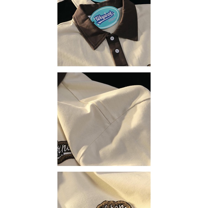 Áo polo Tay Ngắn Bằng Cotton In Họa Tiết Độc Đáo Phong Cách Hàn Quốc Thời Trang Cho Nữ