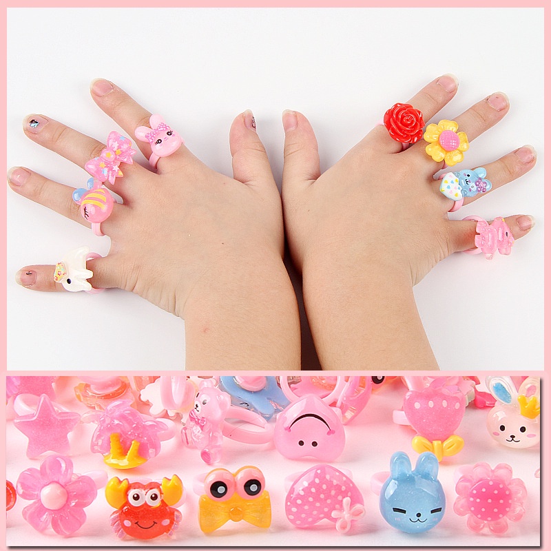 Set 10 Nhẫn Hoạt Hình disney Xinh Xắn Cho Bé Gái